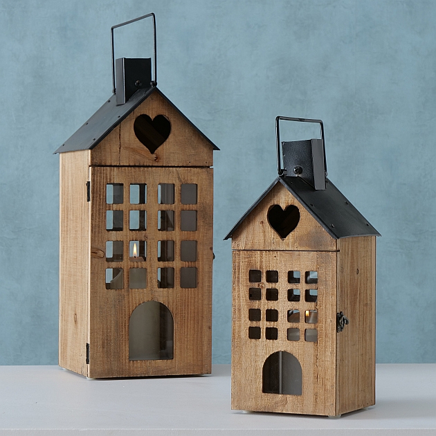 Dřevěná lucerna Home sweet home 40 cm - menší