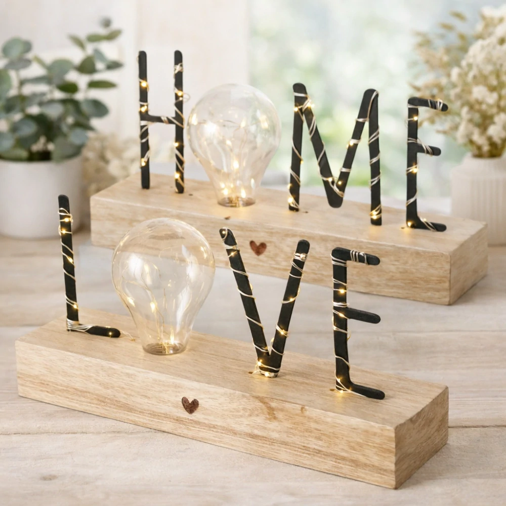 LED nápis LOVE/HOME 30 cm