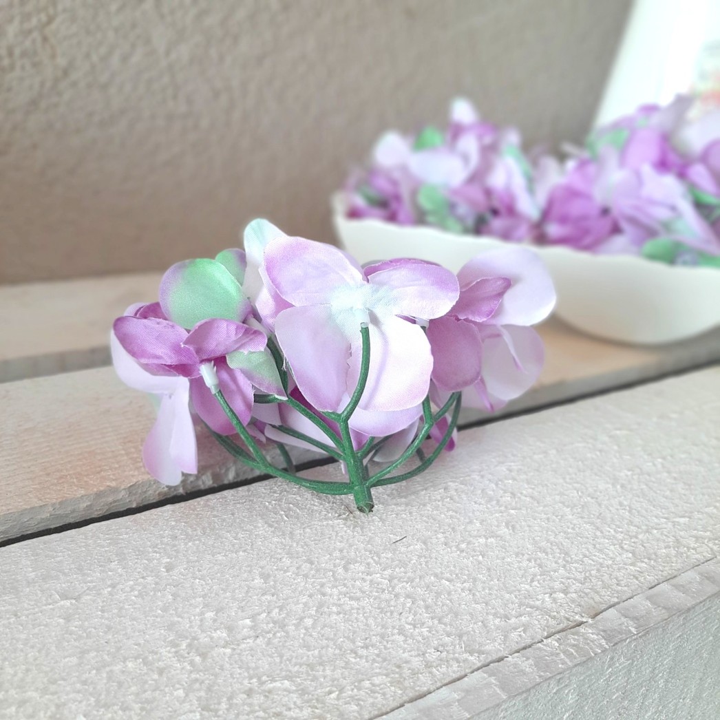 Květ hortenzie - fialový/zelený