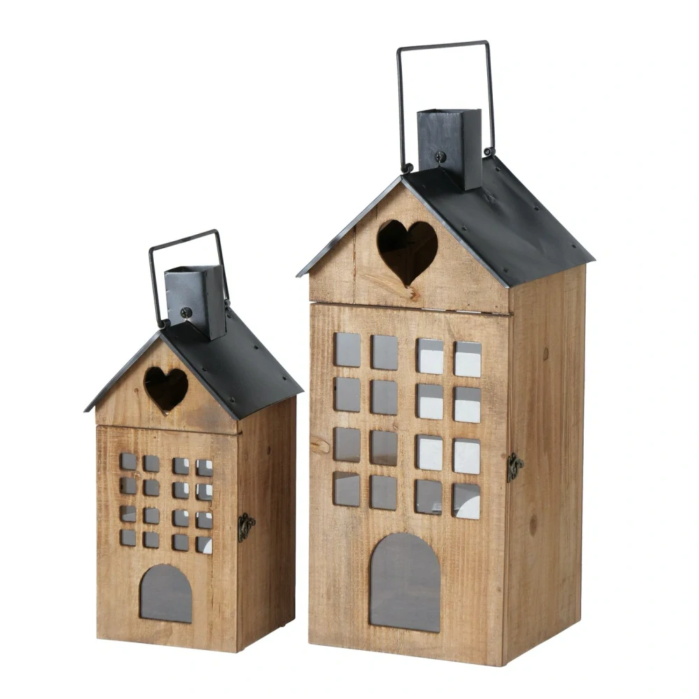 Dřevěná lucerna Home sweet home 56 cm - větší 