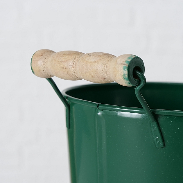 Plechový květník s uchy zelený 18 cm - nejmenší