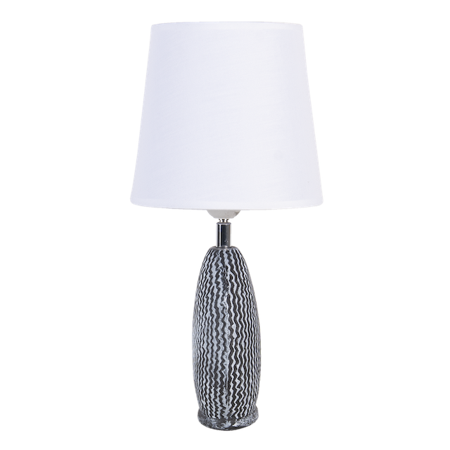Keramická lampa šedá s bílým kloboukem 38 cm