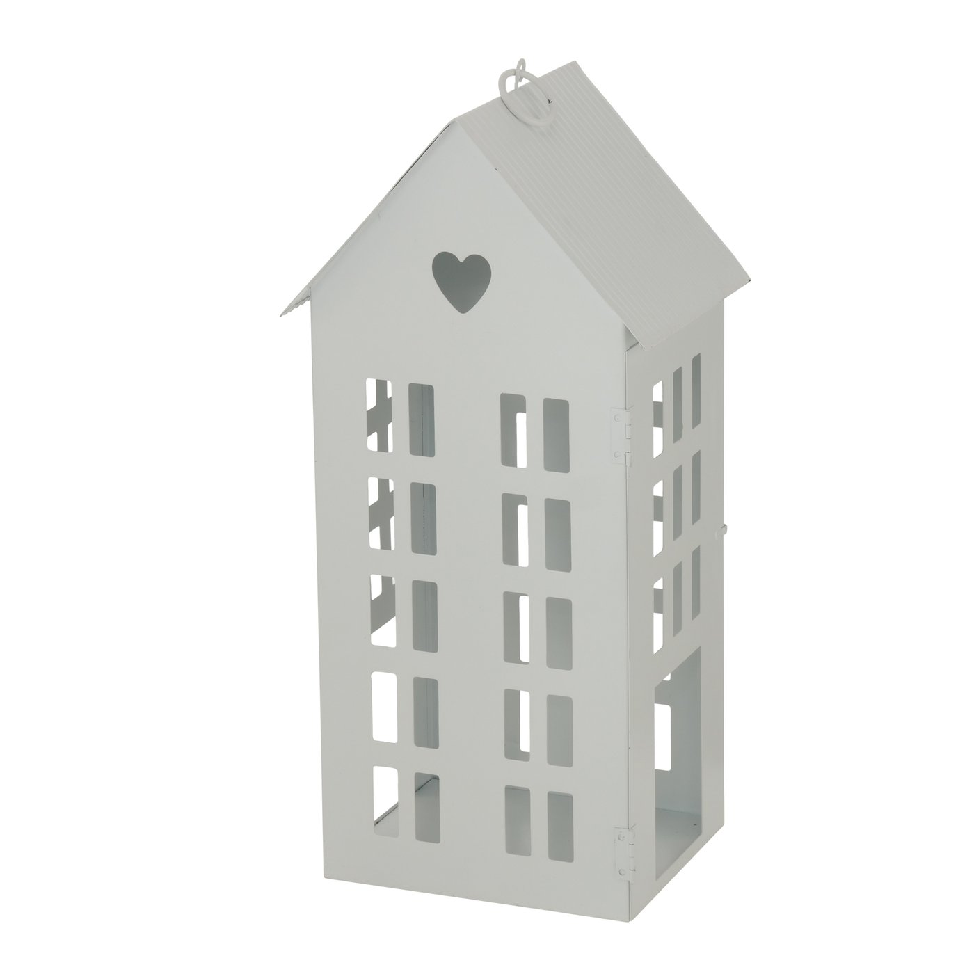 Lucerna kovová Domek 35 cm bílá - největší
