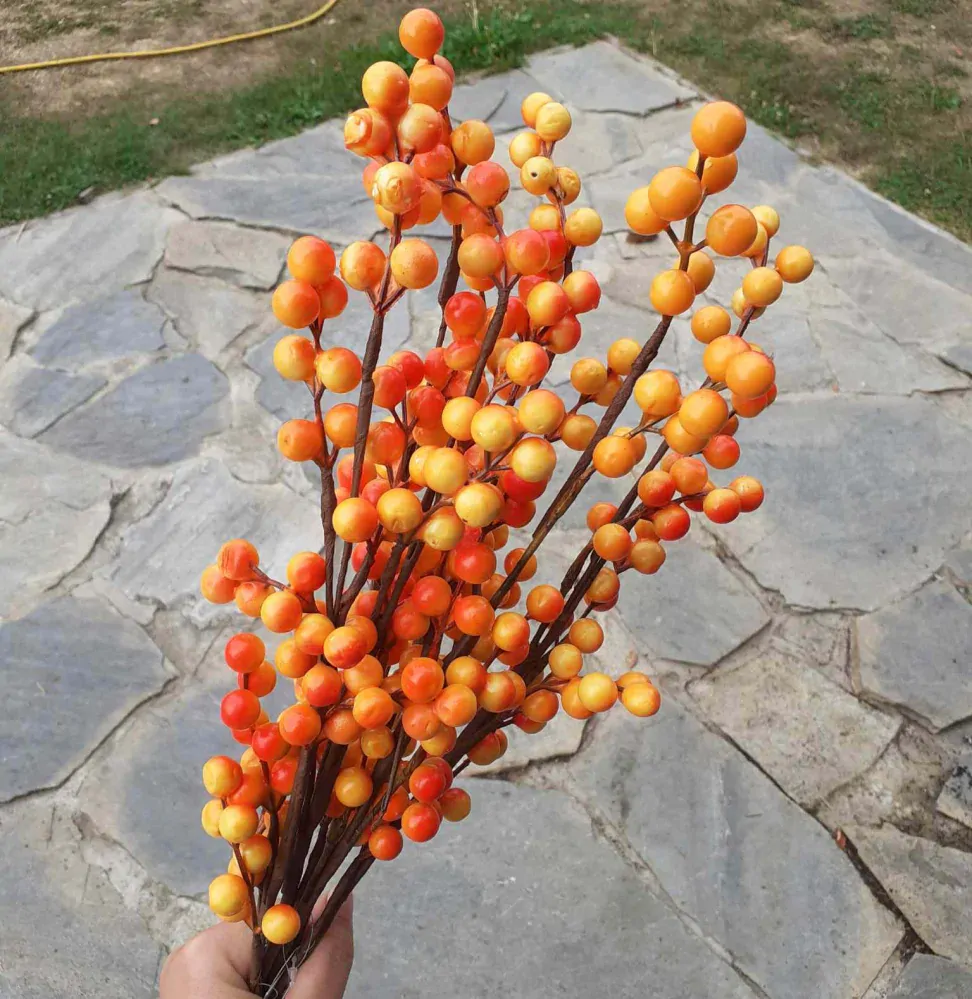 Větvička s bobulkami 67 cm oranžová