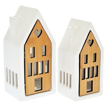 Keramický LED svicen domek 16 cm - menší