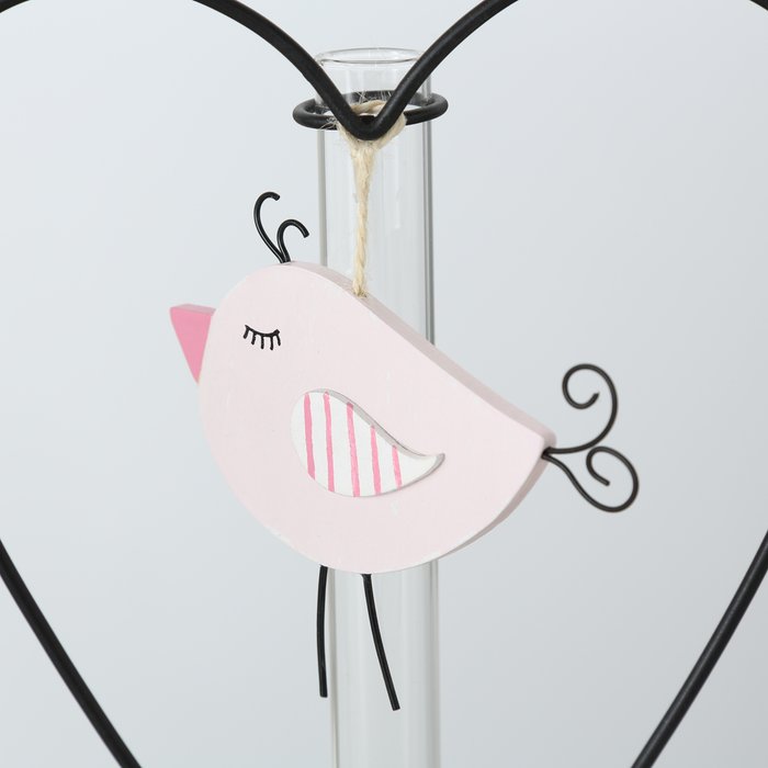 Úzká váza s růžovým ptáčkem 20 cm