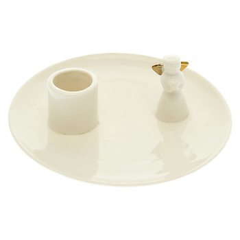 Keramický svícen Anděl se zlatými křídly 14 cm