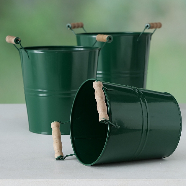 Plechový květník s uchy zelený 18 cm - nejmenší
