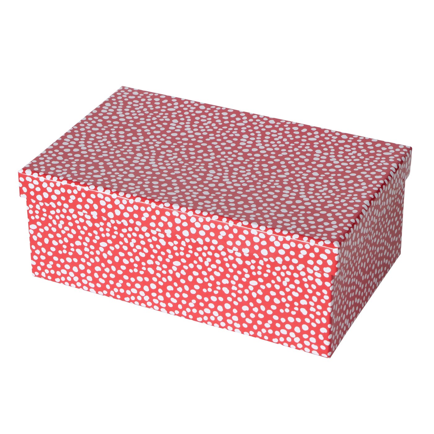 Kartonová krabice červená s puntíky - 21,5 cm
