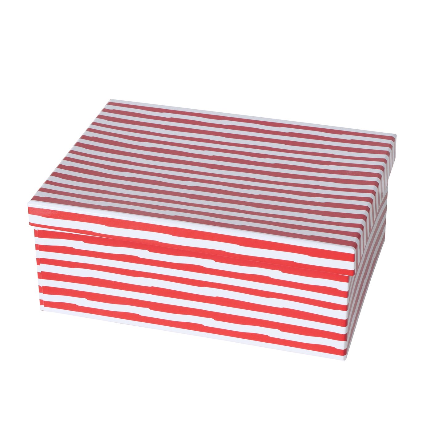 Kartonová krabice červené proužky - 25 cm