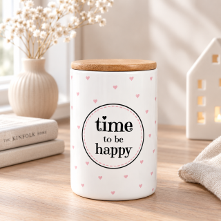Robustní keramická dóza Time s bambusovým víčkem 16 cm