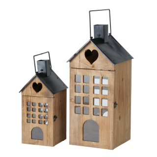 Dřevěná lucerna Home sweet home 56 cm - větší 