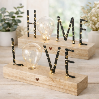LED nápis LOVE/HOME 30 cm