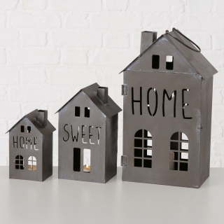 Kovové lucerny Home Sweet Home - set 3 ks