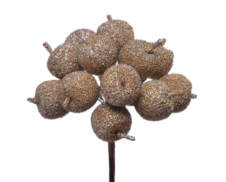 Dekorační jablíčka svazek 12 ks - zlatá pocukrovaná